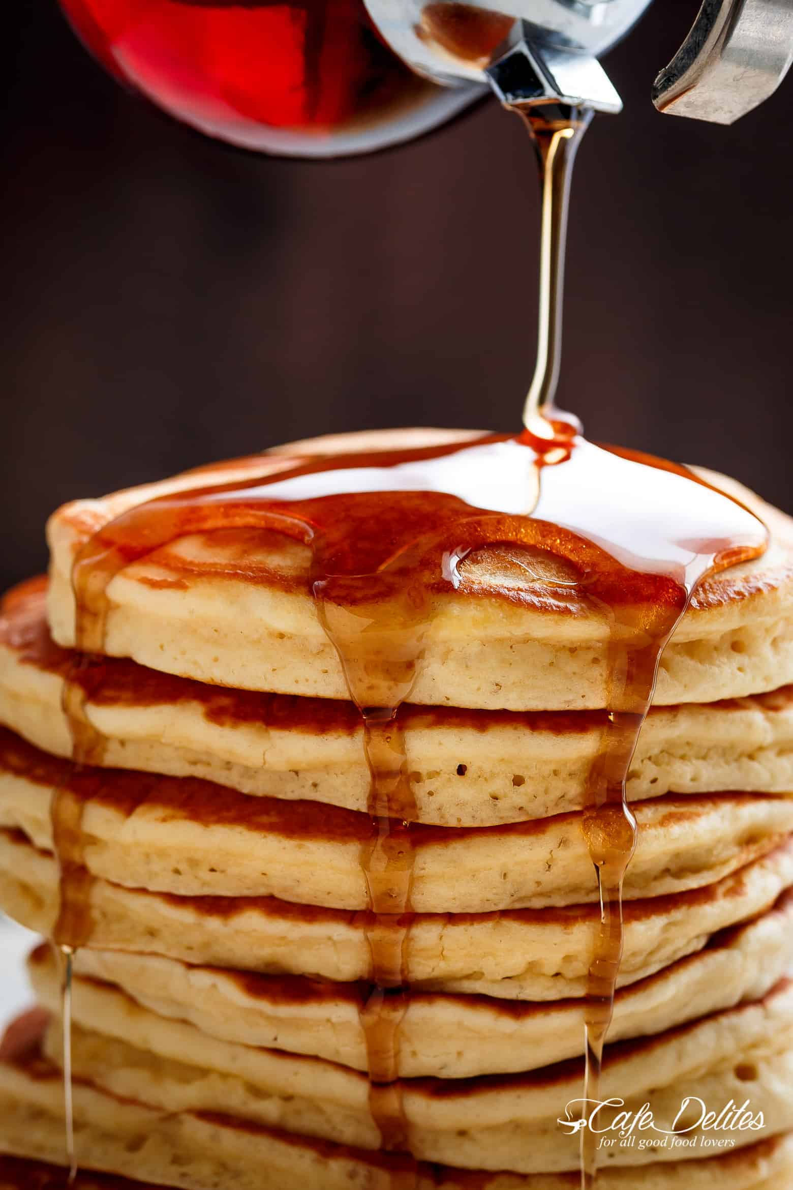 Dark Chocolate Glazed Fluffy Pancakes.🥞